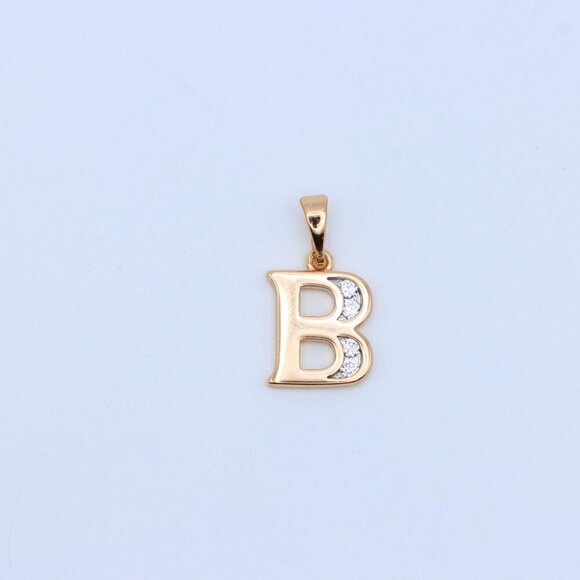 "Rose Gold Letter B Pendant with Crystals – 18K Gold Plated Charm, XPPT1351 - Picture 11 of 13